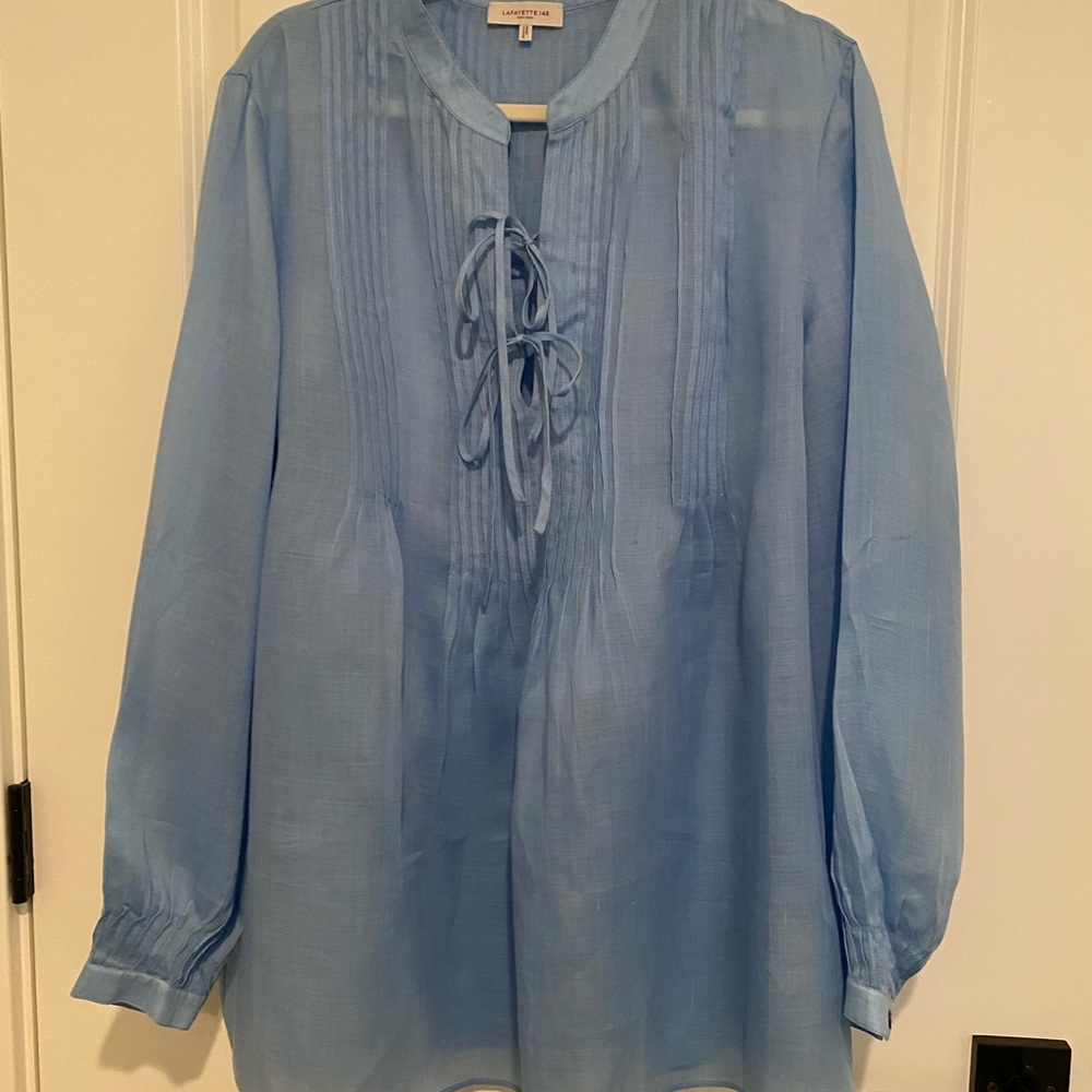 Lafayette 148 Blue Linen Tunic